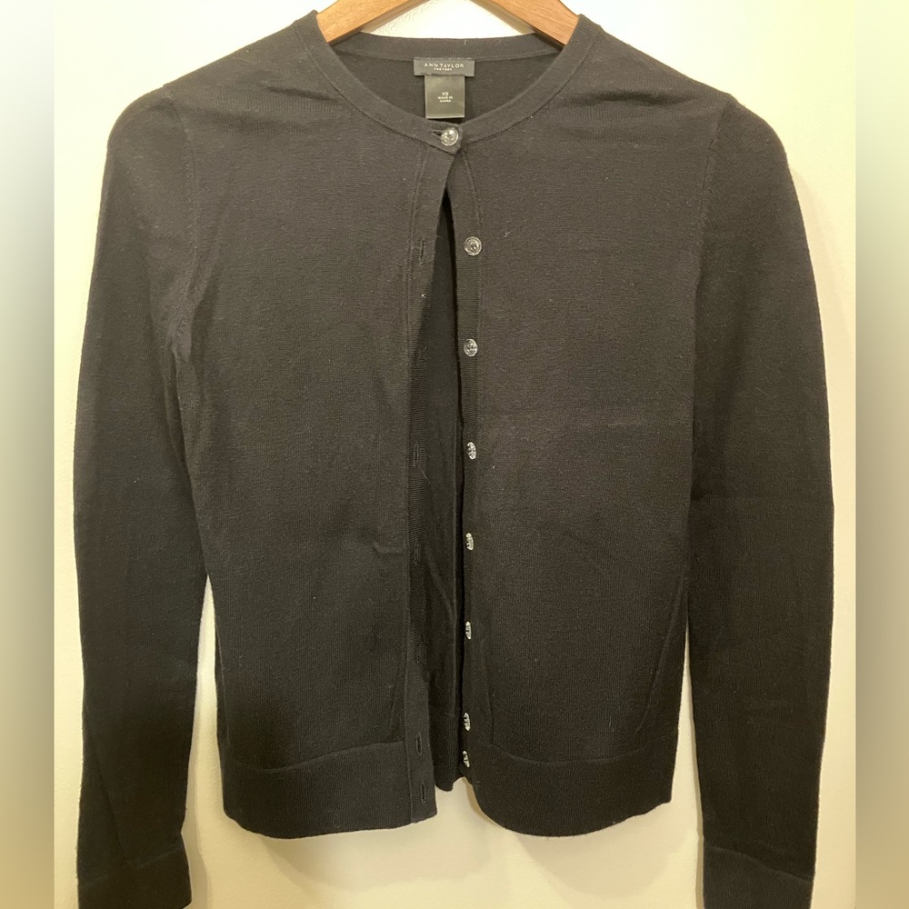 Ann Taylor Factory Black Cardigan Sweater